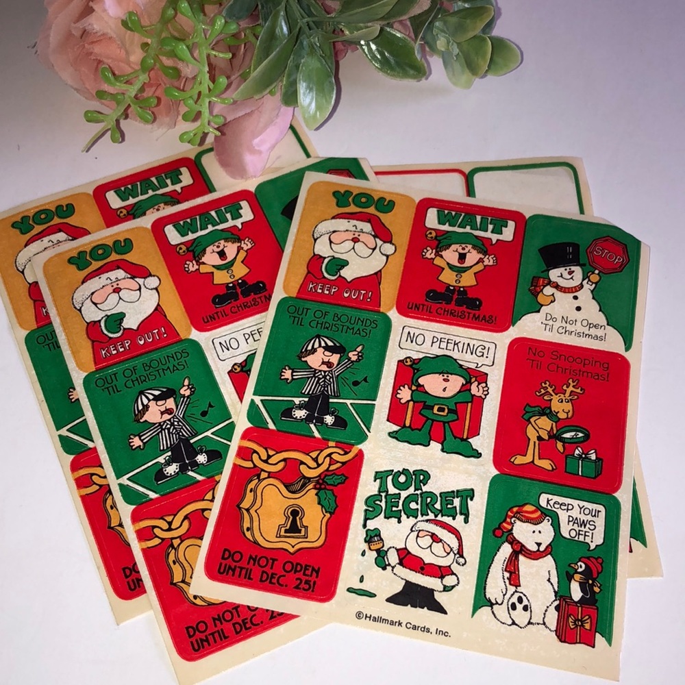 Hallmark Christmas Stickers 1980s Hallmark Stickers Cute ironic Hallmark